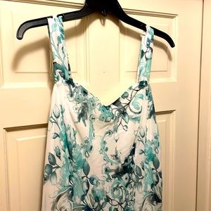 Blue green spaghetti strap casual dress (just pass the knees)